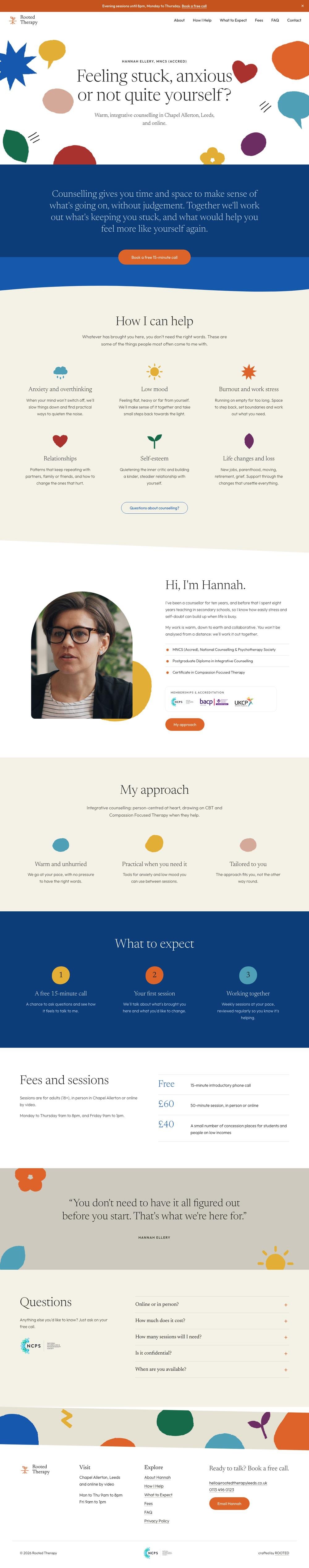 The full Vibrant homepage, from the welcome section down to the footer