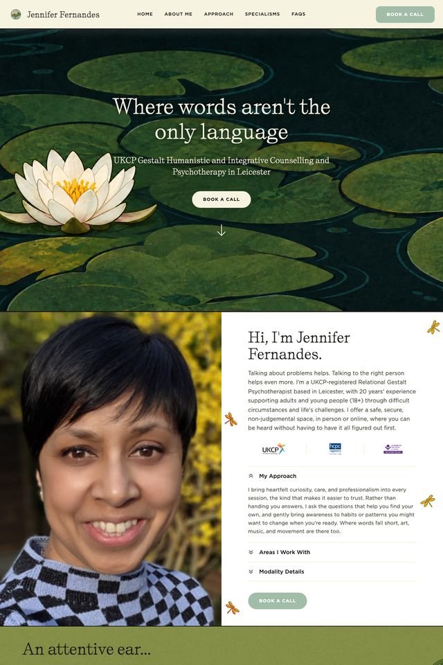 Jennifer Fernandes Psychotherapy homepage